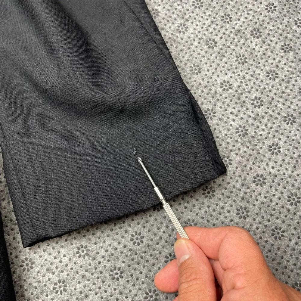 Vintage Valentino Uomo Black Tuxedo Suit Pure Wool Satin Lapel 44L W34xL34 FLAW